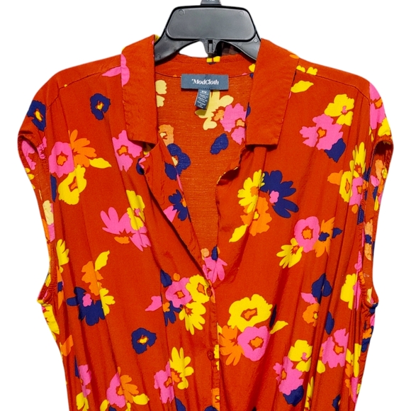 Modcloth Read It and Steep Romper Rusty Orange Floral Women's Plus Size 3X - Picture 7 of 10